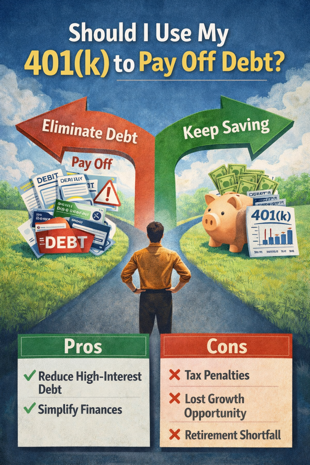 Calculator showing the taxes and 10% penalty costs of using a 401(k) early withdrawal to pay off debt.