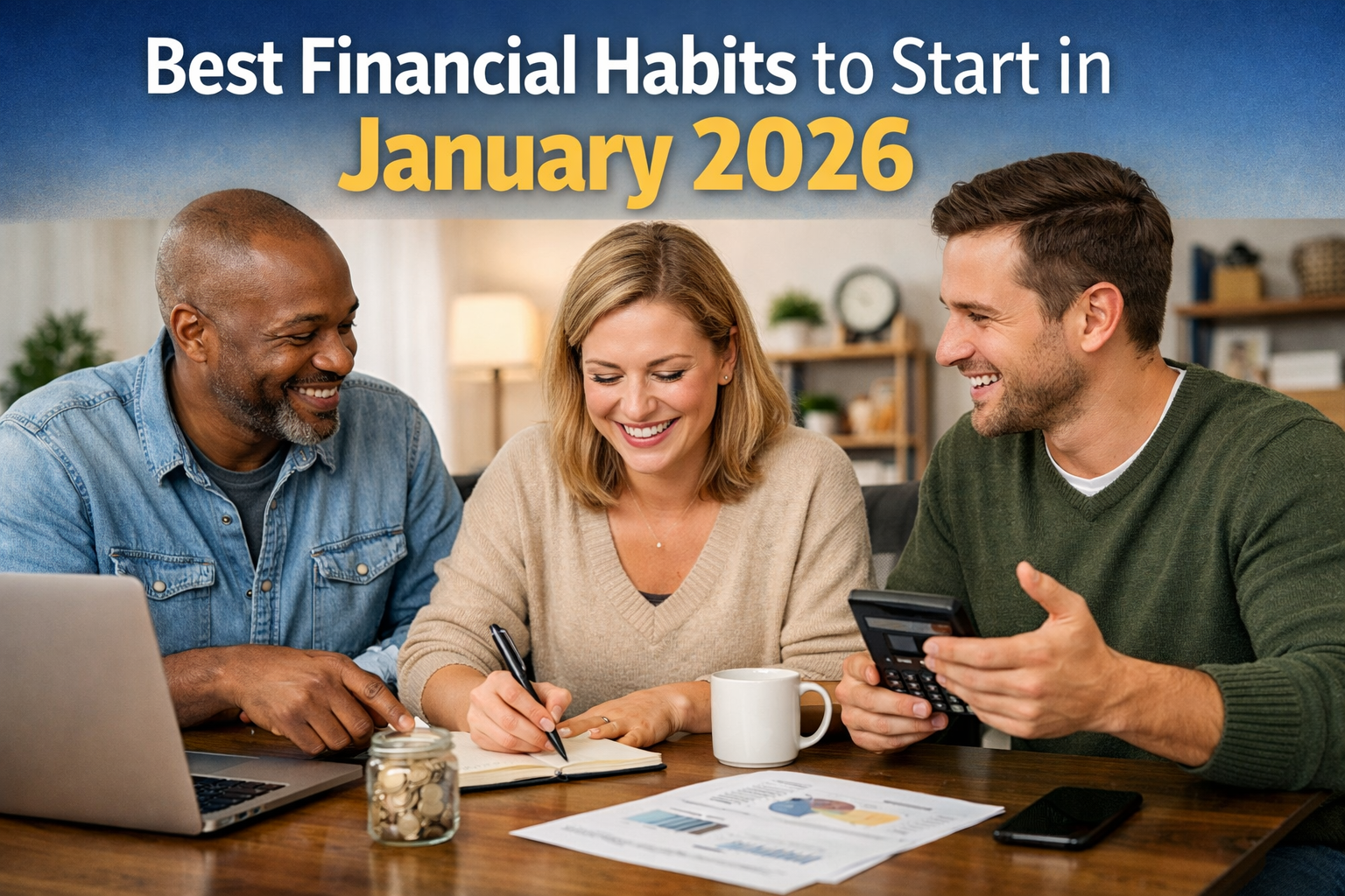 Financial planning checklist for 2026 showing calculator and investment goals.