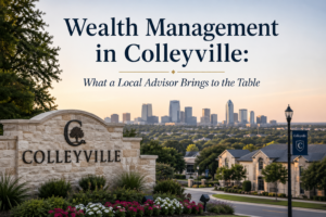 Local wealth advisor meeting with clients in Colleyville, Texas