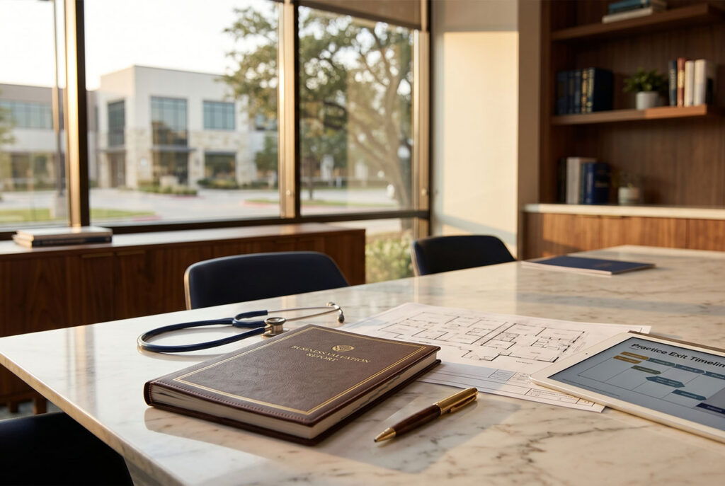 Business exit and succession planning documents for a Flower Mound, TX medical practice owner
