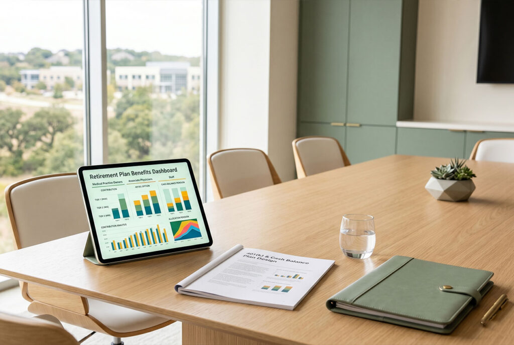Cash balance and 401(k) plan design consultation for a Flower Mound, TX medical practice owner